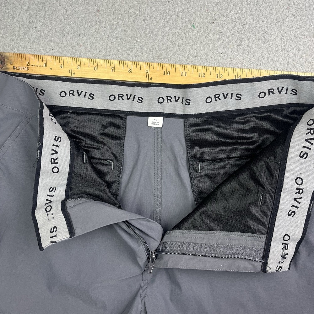 Orvis Tech Pants Mens 40 Hiking Nylon Stretch Water Repellent Gray 5 Pocket - Picture 2 of 11